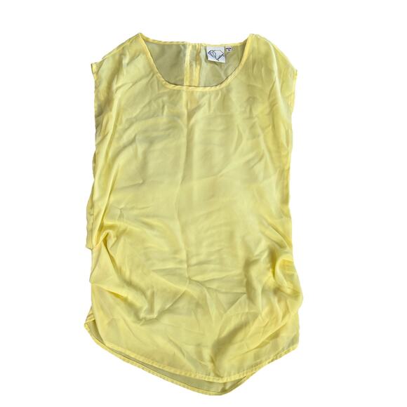 Ladies Ruched Tank Top With Zipper Very Cute Size Small Color Yellow Top Classy - Picture 1 of 9